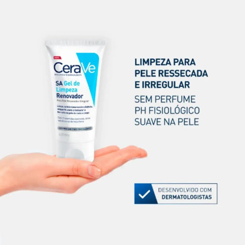 Gel Limpeza CeraVe SA Renovador Sem Perfume - Pele Ressecada e Irregular - 150 g