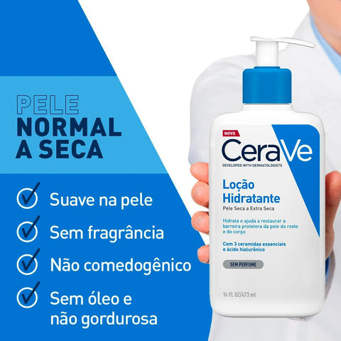 Kit CeraVe Loção Hidratante Corporal Sem Perfume - Pele Seca a Extra Seca - 2 x 473 g