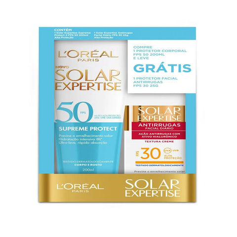 Kit L'Oréal Expertise Supreme Protect Protetor Solar Corporal + Protetor Solar Facial Antirrugas FPS 50 - 25 g