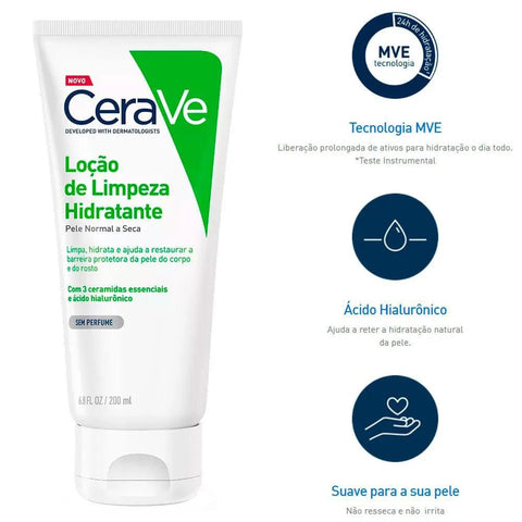 Loção de Limpeza Hidratante CeraVe Sem Perfume - Pele Normal a Seca - 200 mL