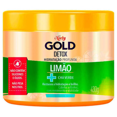 Máscara Capilar Niely Gold Detox Limão + Chá Verde Pote Com 430G
