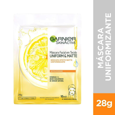 Máscara Facial Uniform Matte Garnier Skinactive Vitamina C 1 Unidade