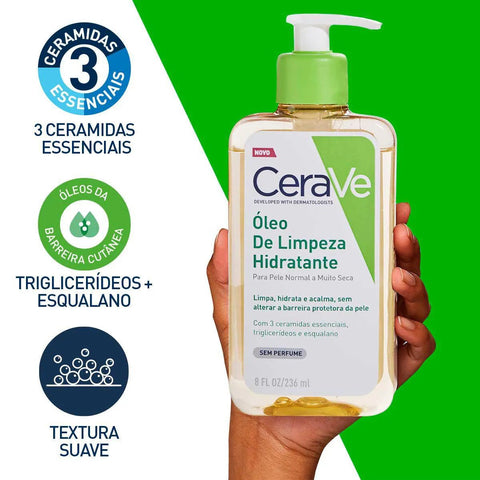 Óleo de Limpeza Hidratante CeraVe Sem Perfume - Pele Normal a Muito Seca - 236 mL