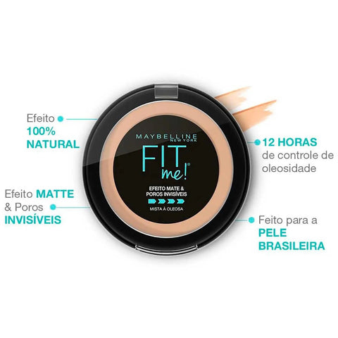 Pó Compacto Maybelline Ny Fit Me B03 Médio Claro Bege Efeito Mate Com 1 Unidade