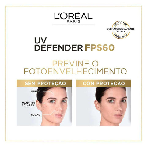 Protetor Solar Facial L'Oreal UV Defender FPS 60 Antioleosidade Claro 40g