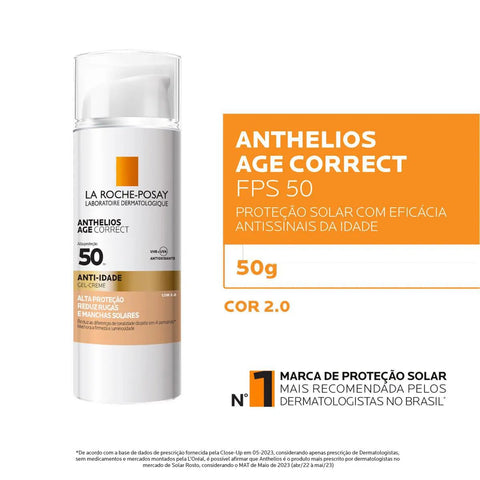 Protetor Solar Facial La Roche-Posay Anthelios Age Correct Cor 2.0 - FPS 50 - 50 g