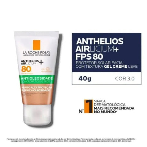 Protetor Solar Facial La Roche-Posay Anthelios Airlicium+ Cor 3.0 - FPS 80 - 40 g