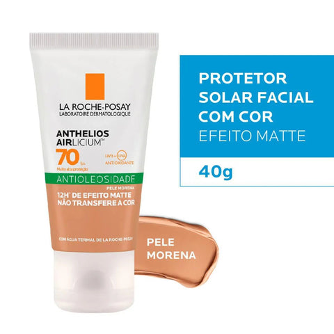Protetor Solar Facial La Roche-Posay Anthelios Airlicium  Pele Morena - FPS 70 - 40 g
