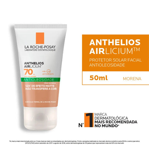 Protetor Solar Facial La Roche-Posay Anthelios Airlicium  Pele Morena - FPS 70 - 40 g