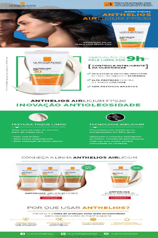 Protetor Solar Facial La Roche-Posay Anthelios Airlicium  Sem Cor - FPS 30 - 50 g