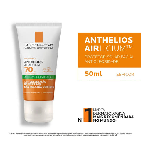 Protetor Solar Facial La Roche-Posay Anthelios Airlicium  Sem Cor - FPS 70 - 50 g
