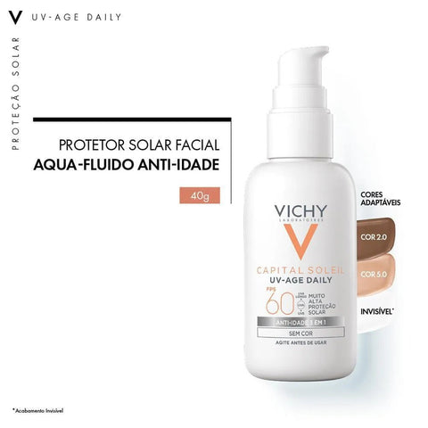 Protetor Solar Facial Vichy Capital Soleil UV-Age Daily Cor 2.0 - FPS 60 - 40 g