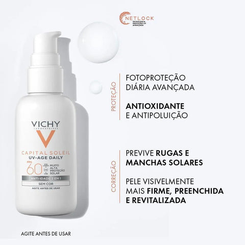 Protetor Solar Facial Vichy Capital Soleil UV-Age Daily Cor 2.0 - FPS 60 - 40 g