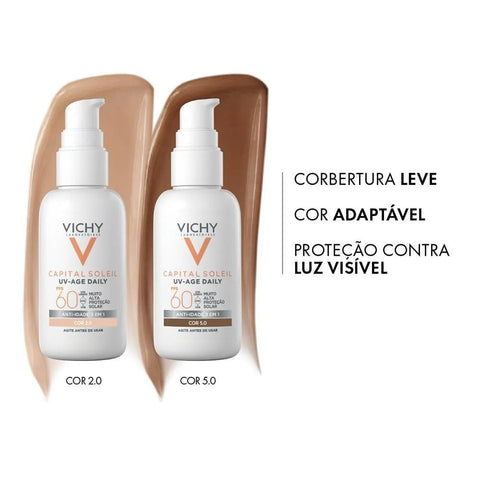 Protetor Solar Facial Vichy Capital Soleil UV-Age Daily Cor 2.0 - FPS 60 - 40 g