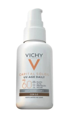 Protetor Solar Facial Vichy Capital Soleil UV-Age Daily Cor 5.0 - FPS 60 - 40 g