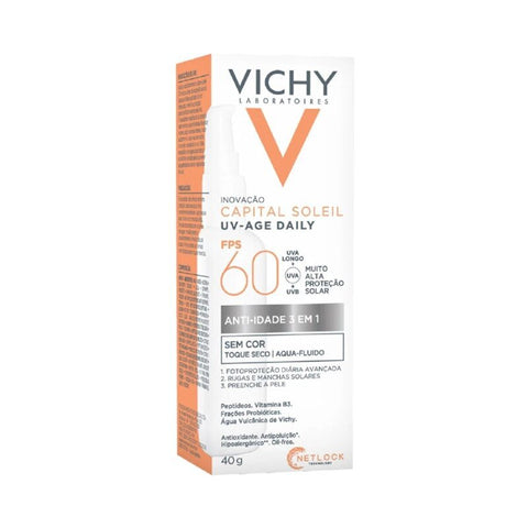 Protetor Solar Facial Vichy Capital Soleil UV-Age Daily Sem Cor - FPS 60 - 40 g