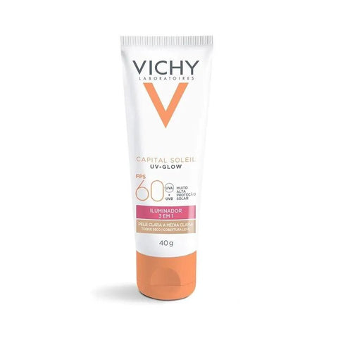 Protetor Solar Facial Vichy Capital Soleil UV-Glow Pele Média - FPS 60 - 40 g