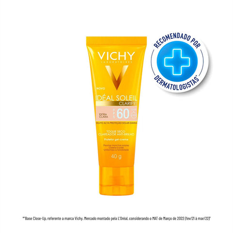 Protetor Solar Vichy Idéal Soleil Clarify Extra Claro - FPS 60 - 40 g