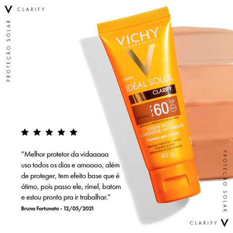 Protetor Solar Vichy Idéal Soleil Clarify Extra Claro - FPS 60 - 40 g
