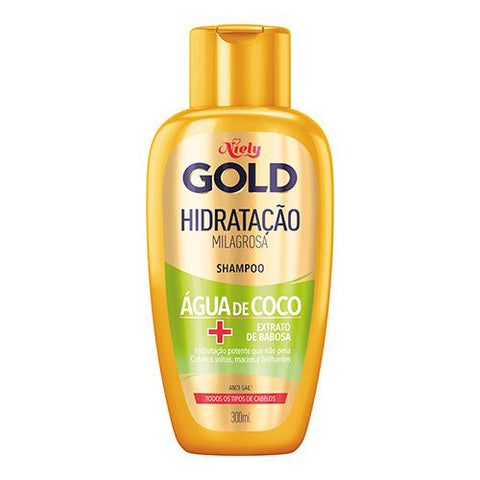 Shampoo Niely Gold Hidratação Milagrosa Água de Coco 300Ml