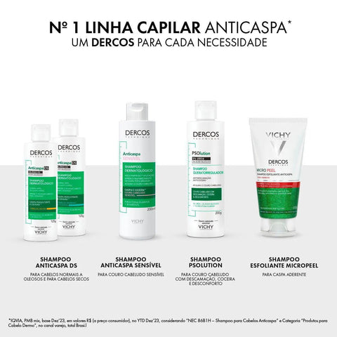 Shampoo Vichy Dercos  Linha Anticaspa DS - Cabelos Normais a Oleosos - 125 g