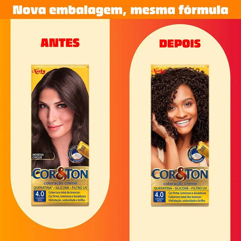Tintura Cor&Ton 4.0 Castanho Medio Kit