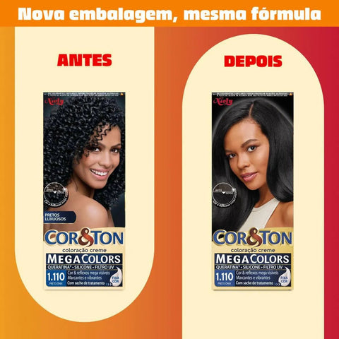 Tintura Cor & Ton Mega Colors Nº 1.100 Preto Onix