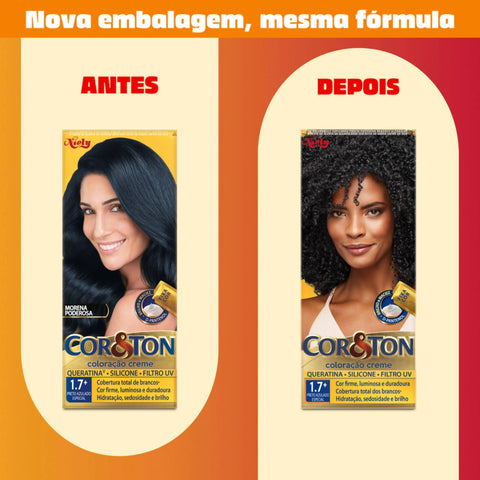 Tintura Cor & Ton Nº 1.7 Preto Azulado Especial