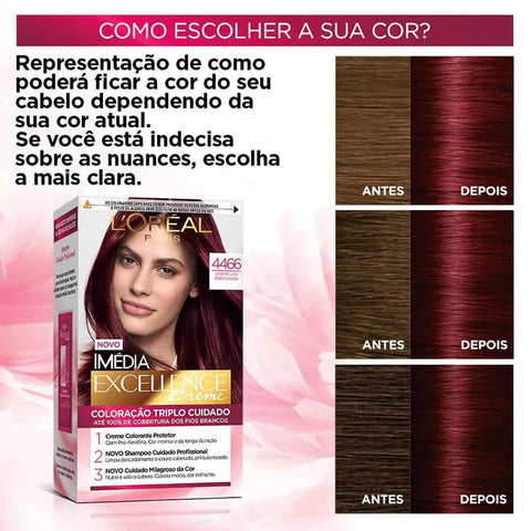 Tintura L'Oréal Imédia Excellence Creme Nº 4466 Vermelho Profundo