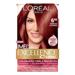 Tintura L'Oréal Imédia Excellence Creme Nº 6.66 Vermelho Acetinado