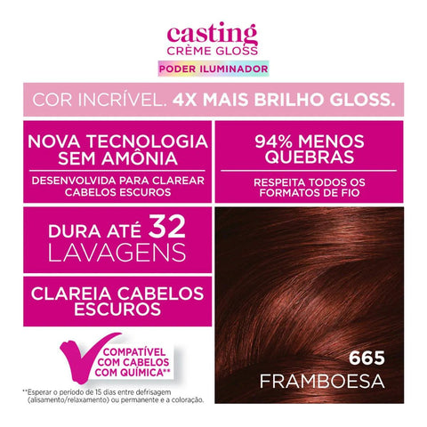 Tonalizante L'Oréal Casting Creme Gloss N° 665 Framboesa