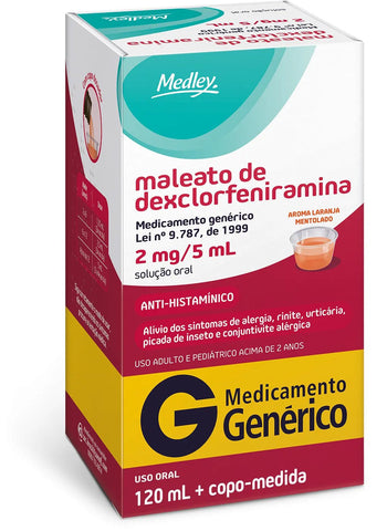 Maleato de Dexclorfeniramina (Medley) 0,4mg/mL - 120 mL - Solução
