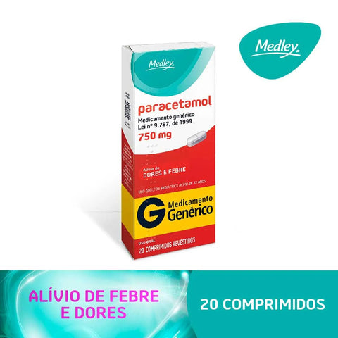 Paracetamol (Medley) 750mg - 20 Unidades - Comprimido (A1)