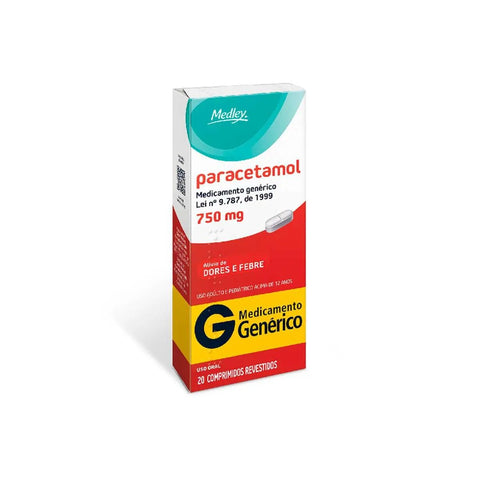 Paracetamol (Medley) 750mg - 20 Unidades - Comprimido (A1)