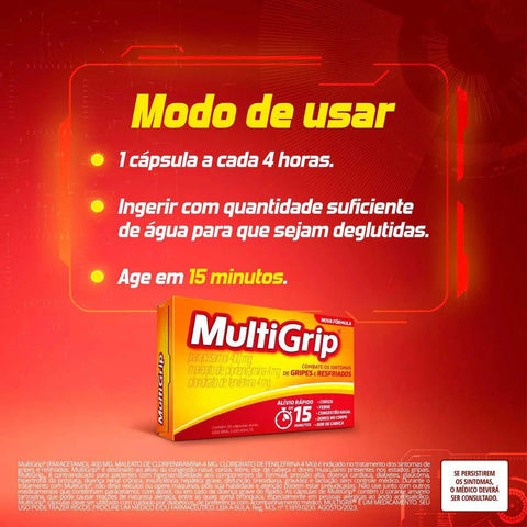 Multigrip 400mg + 4mg + 4mg - 20 Unidades - Cápsula