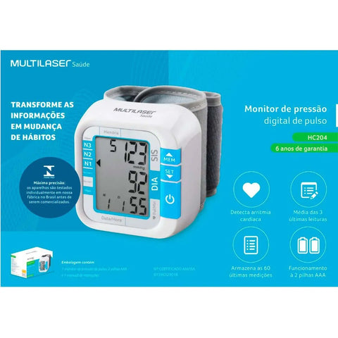 Monitor de Pressao Digital Pulso Hc204