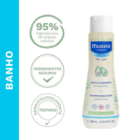 Gentle Shampoo Infantil Mustela Bebê Cabelo Fino e Delicado Com 200ml