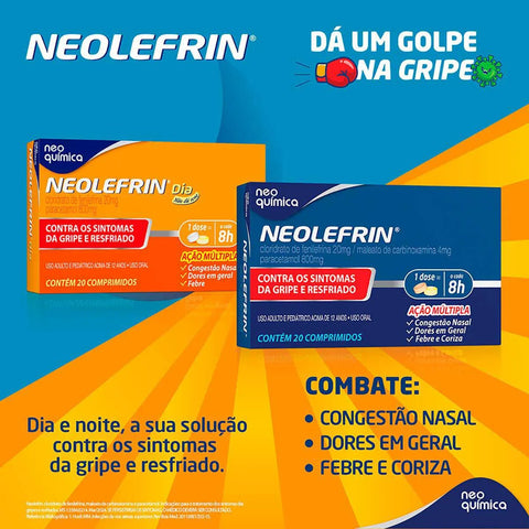 Neolefrin Dia 800mg + 20mg - 20 Unidades - Comprimido