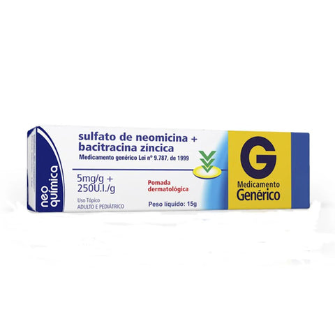 Sulfato de Neomicina + Bacitracina Zíncica (Neo Química) 5mg/g + 250UI/g - 15 g - Pomada