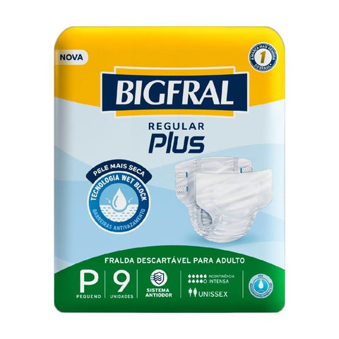 Fralda Geriátrica Bigfral Regular Plus Tamanho P - 9 Unidades