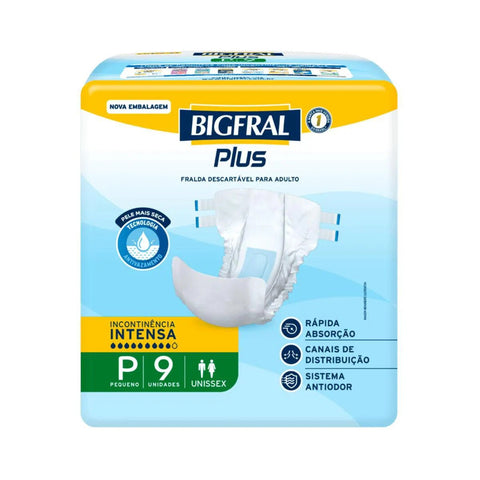 Fralda Geriátrica Bigfral Regular Plus Tamanho P - 9 Unidades