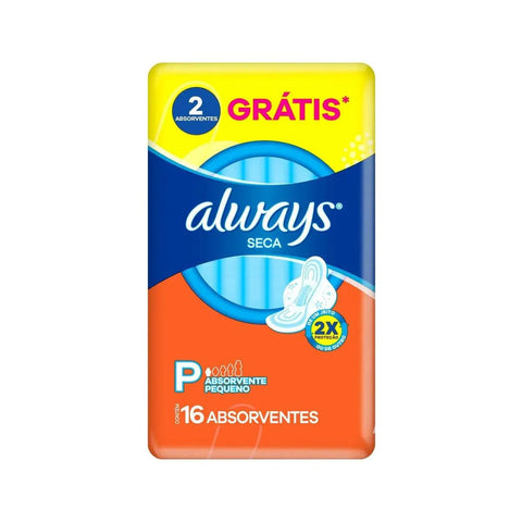 Absorvente Always Com Abas - Cobertura Seca - 16 Unidades - Tamanho P