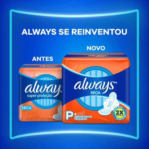 Absorvente Always Com Abas - Cobertura Seca - 16 Unidades - Tamanho P
