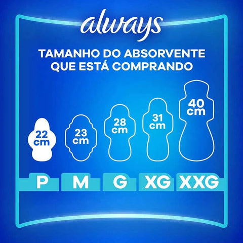 Absorvente Always Com Abas - Cobertura Seca - 16 Unidades - Tamanho P