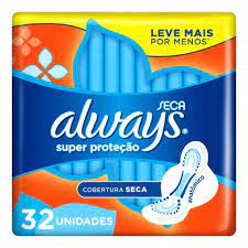 Absorvente Always  Com Abas - Cobertura Seca - 32 Unidades - Tamanho P