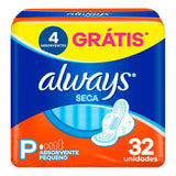 Absorvente Always  Com Abas - Cobertura Seca - 32 Unidades - Tamanho P
