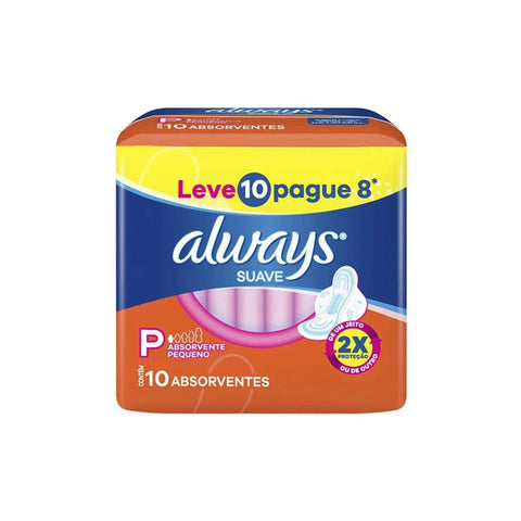 Absorvente Always Com Abas - Cobertura Suave - 10 Unidades - Tamanho P
