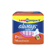 Absorvente Always  Com Abas - Cobertura Suave - 10 Unidades - Tamanho P