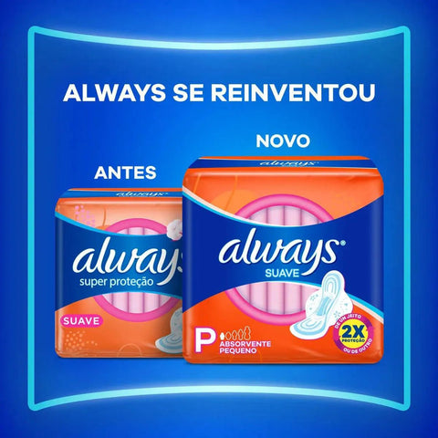 Absorvente Always Com Abas - Cobertura Suave - 10 Unidades - Tamanho P