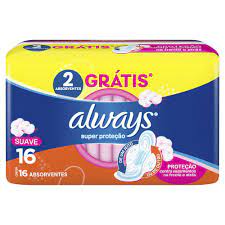 Absorvente Always  Com Abas - Cobertura Suave - 16 Unidades - Tamanho P